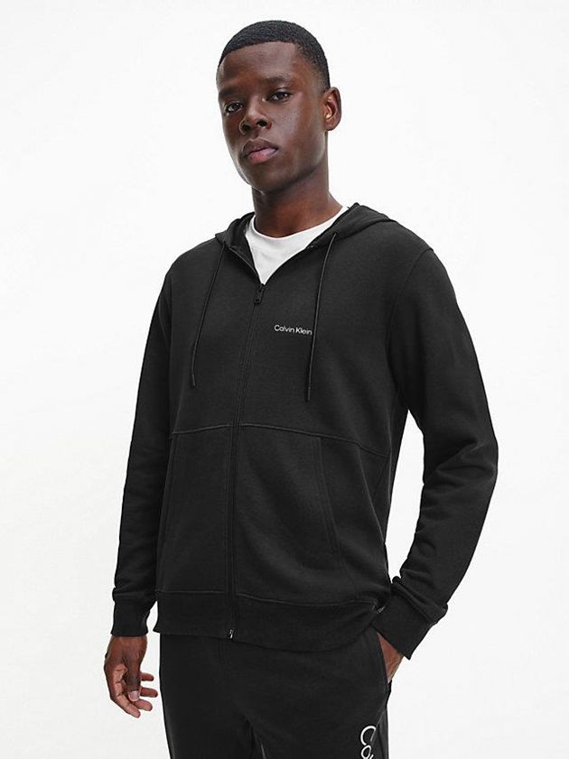 Calvin Klein USA Zip Up Logo Mens Hoodie Black 8640371-ND